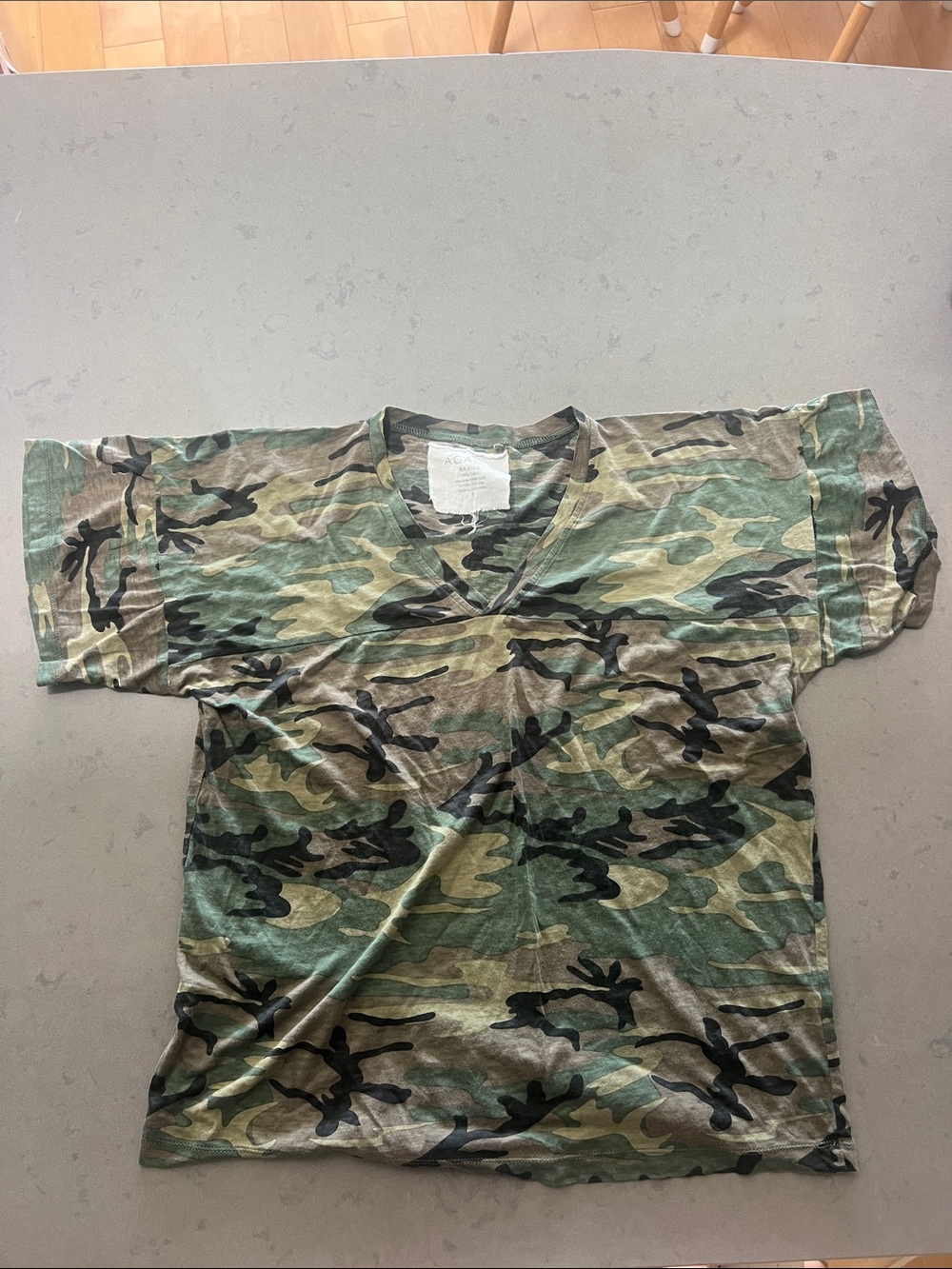 acacia swimwear Green Camo V-Neck Short Sleeve Tee